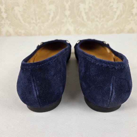 Talbots Size 8M Slate Blue Marcia2 Leather Flats Tassel Front Almond Toe - Picture 5 of 16
